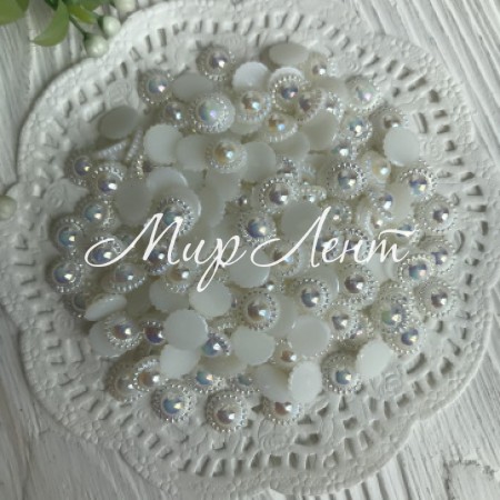 Серединка круг-ромашка (перламутр), 9 мм, молочний, ціна за 1 шт.