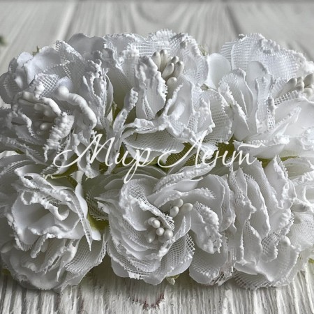 Хризантема тканинна з білим кантом, 4,5 см, біла, пучок