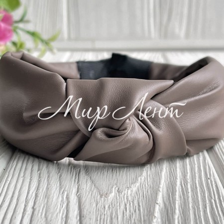 Обруч чалма з екошкіри однотонний, 4 см, капучіно, шт.