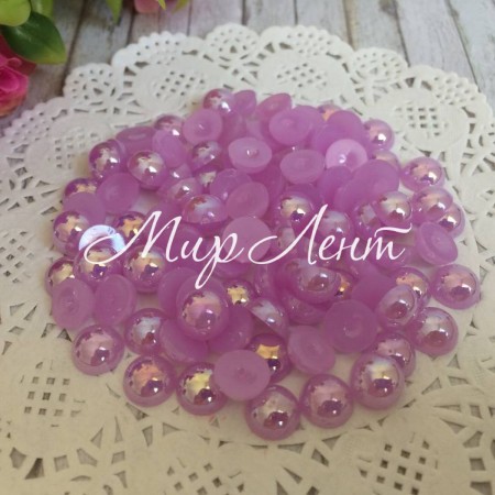 Напівбусина, 8 мм, бузковий перламутр, 100 шт.