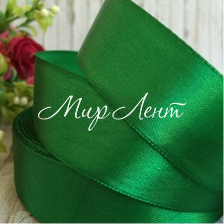 Атлас 2,5 см, зеленый, метр