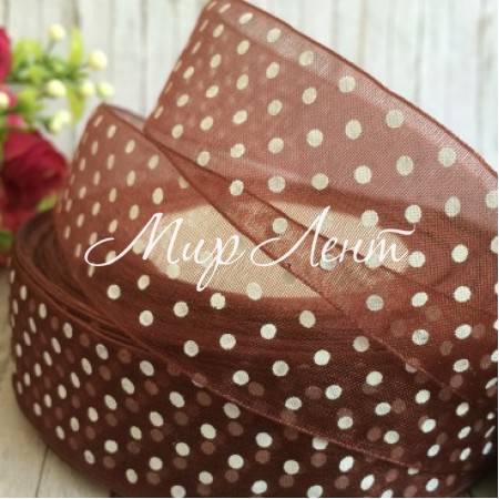 Органза горох 2,5 см, шоколадная