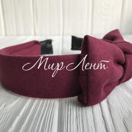 Обруч замшевий бант, 2,5 см, вишневий, шт.