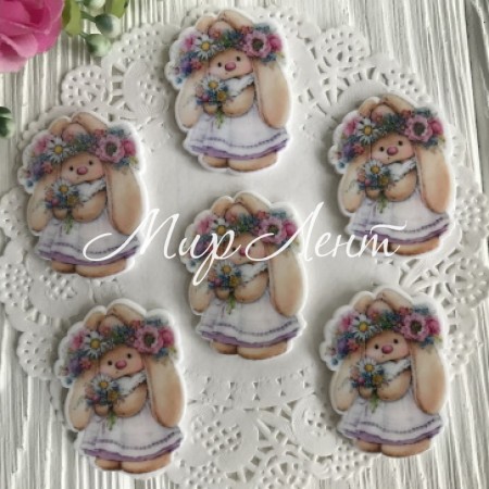 Кабошон Зайка, 3,8 см, в венке, шт.