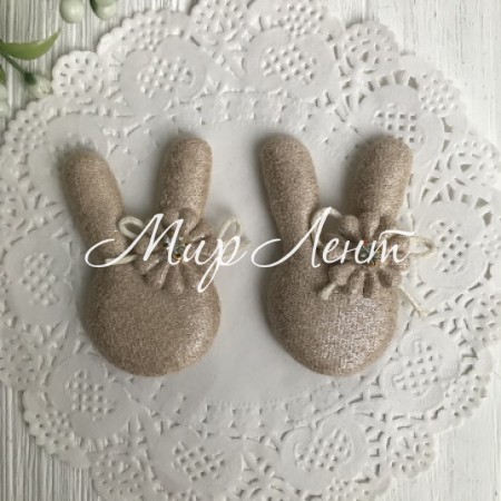 Аплікація тканинна кролик блиск, 5 см, бежевий, шт.