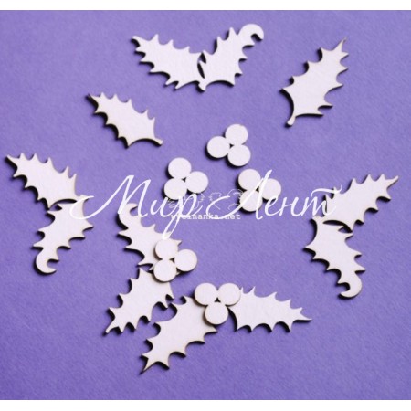 Чипборд Wycinanka - ostrokrzew, wzór 2, 10 элементов