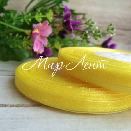 Органза 0,6 см жовтий рулон 45 м