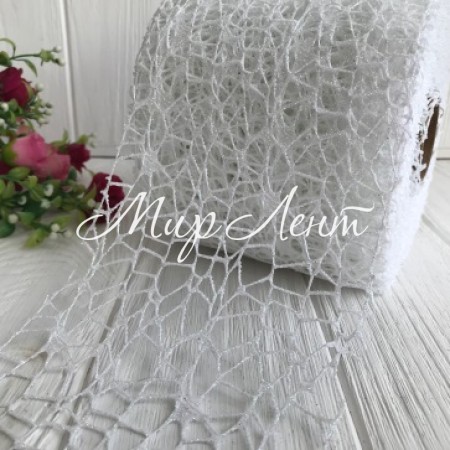 Сітка декоративна новорічна, 12 см, білий перламутр