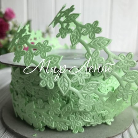 Мереживна стрічка квіточка берілка, 2 см, світло-салатовий