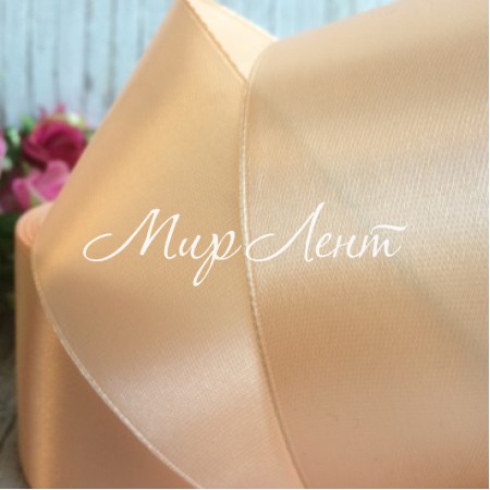 Атлас 4 см, персиковий, метр