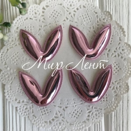 Аплікація лакові вушка, 3х3, 5 см, рожевий, шт.