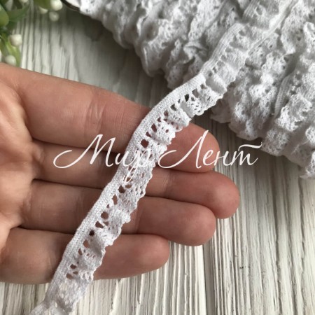 Мереживо в'язане на гумці (№ТВ-1087), біле, 15 мм, метр