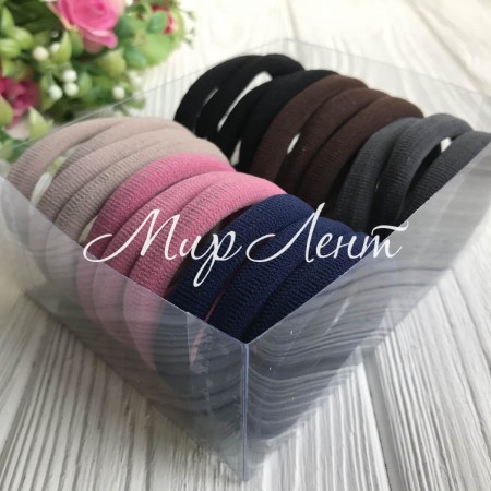 Набор резинок велюрчик, 5 см, пудрово-серо-коричневый, упаковка 20 шт.