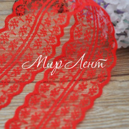 Кружево цветочек, 4,5 см, красное (не стрейчевое)