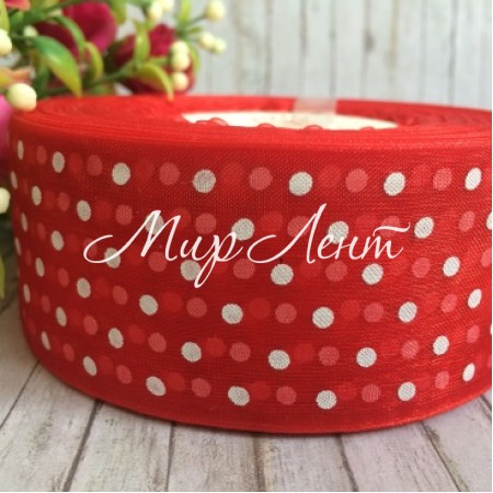 Органза горох 4 см, красный