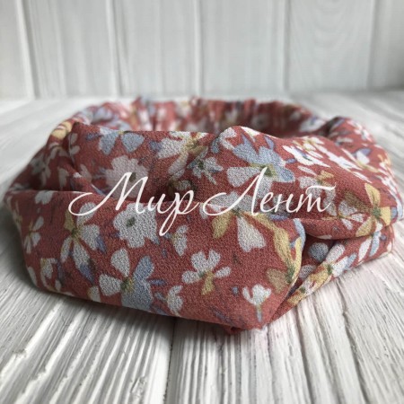 Пов'язка-обкладинка шифон у квіточку, 6 см, кораловий, шт.