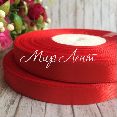 Атлас 0,9 см, червоний, рулон 33 м