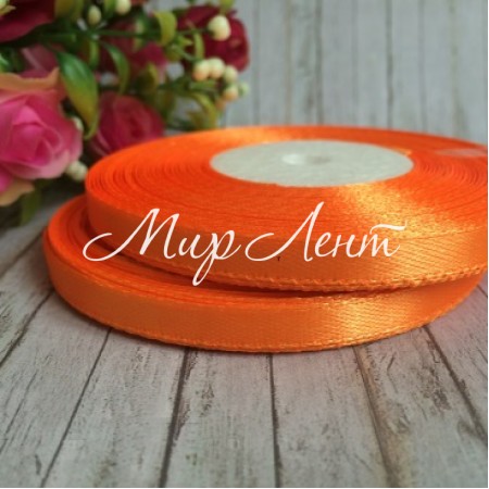 Атлас 0,6 см, помаранчевий, рулон 33 м