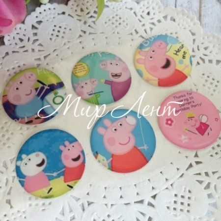 Наклейки, свинка Пеппа, набір №3 - (6 шт.)