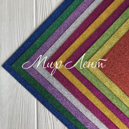 Фоаміран із глітерром, 1,8 мм, різнобарвний мікс, 20х30 см, упаковка 10 шт.