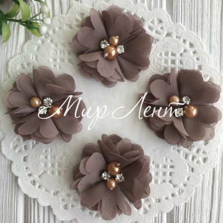 Шифонова квітка, 4,5 см, кавова, шт.