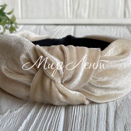 Обруч чалми велюр широкий, 4,5 см, молочний, шт.