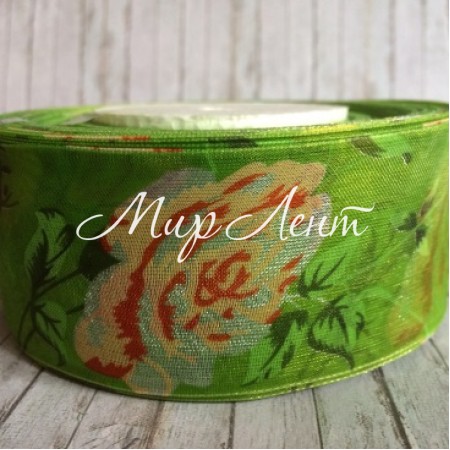 Органза троянда 4 см, оливкова