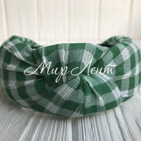 Обруч чалма шотландка, 4,5 см зелено-білий, шт.