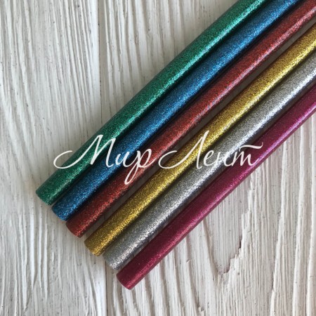 Термоклей 7 мм, кольоровий мікс із гліттером, 20 см, упаковка 6 шт.
