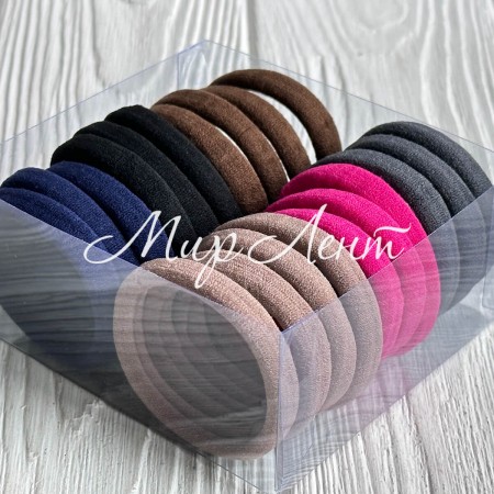 Набір резинок велюрчік, 5 см, бежево-малиново-сірий, упаковка 20 шт.