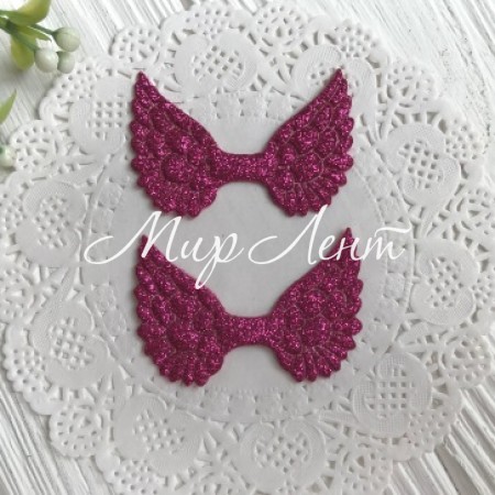 Аппликация крылышки с глиттером, 4,8х3,5 см, малиновый, шт.