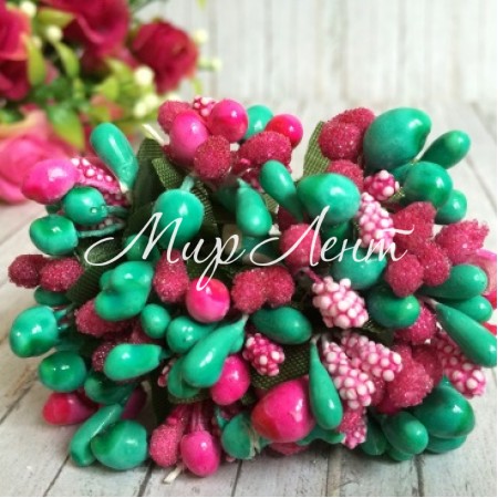 Веточка Wow, изумрудно-малиновая