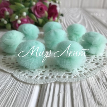 Помпони із фатину, 2,5 см, м'ятний, шт.