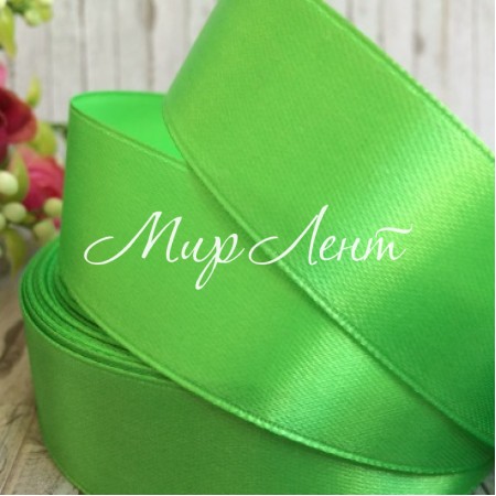 Атлас 2,5 см, ярко-зеленый, метр