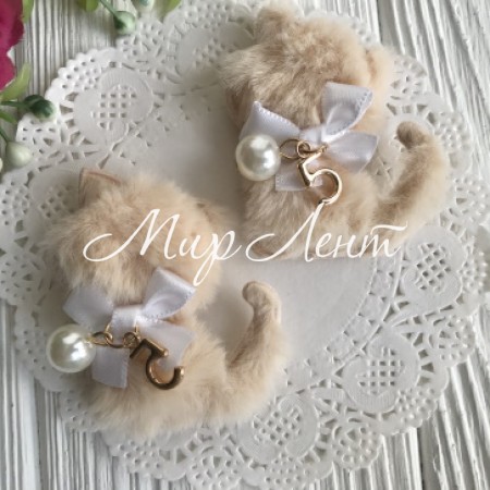 Аплікація котик хутро, 5,5х4,5 см, кремове, шт.