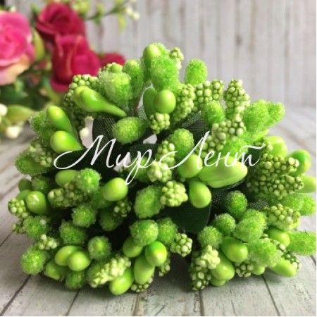 Веточка с тычинками, салатовая, пучок