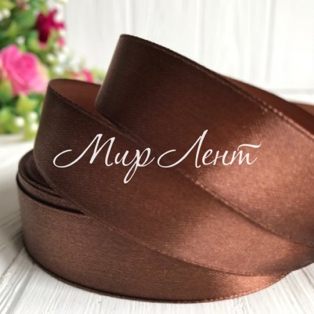 Атлас 2 см, коричневий, метр