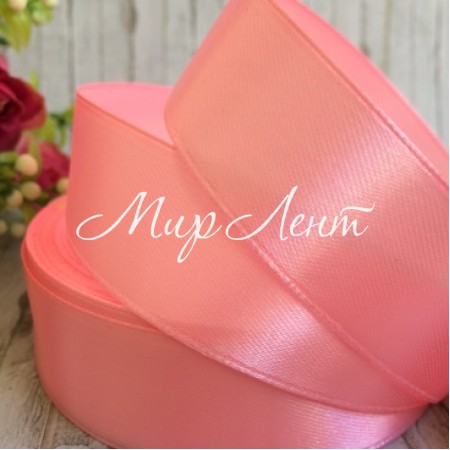 Атлас 2,5 см, середньо-рожевий, метр