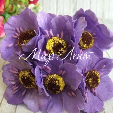 Мак, 4 см, фіолетовий, 6 квіточок у пучку, 1 пучок