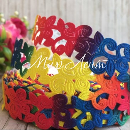 Лента-кружево, 2 см, радужная