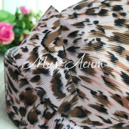 Репс 4 см, пудровий леопард, метр