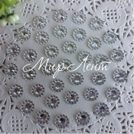 Серединка-кришталька квіточка, 8 мм, срібло, шт.