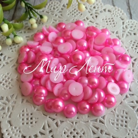 Напівбусина, 8 мм, яскраво-рожевий, 100 шт.