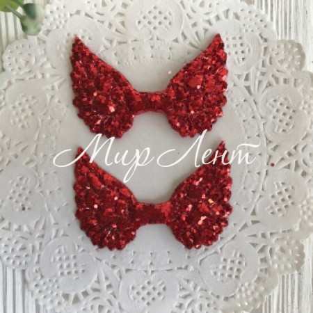 Аплікація крильця з паєтками, 3х5 см, червоний, шт.