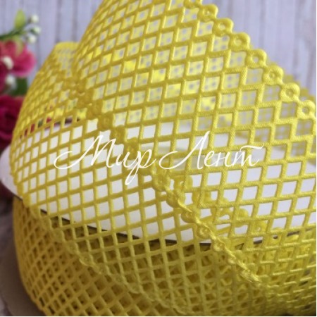 Мереживна стрічка сіточка, 4 см, жовтий, метр
