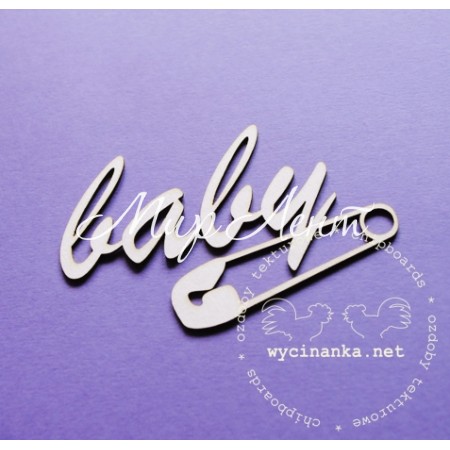 Чипборд Wycinanka - napis "baby" z agrafką, 1 элемент