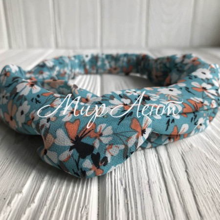 Пов'язка-обкладинка шифон в квіточку, 6 см, бірюзова, шт.