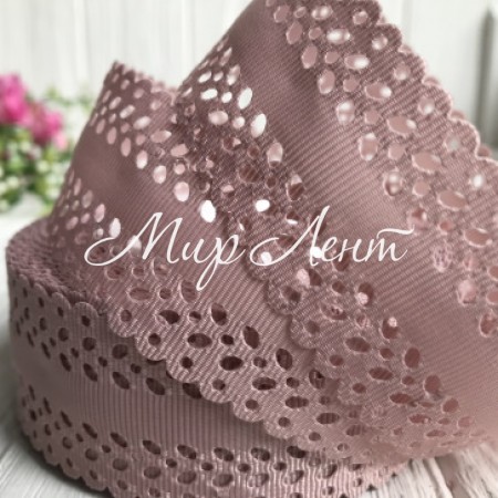 Репс 3,5 см, листик перфорация, пудровый, метр