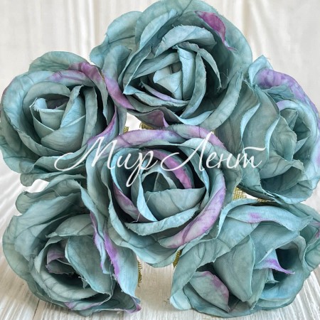 Мармурова троянда, 4,5 см, мятно-бірюзова, пучок