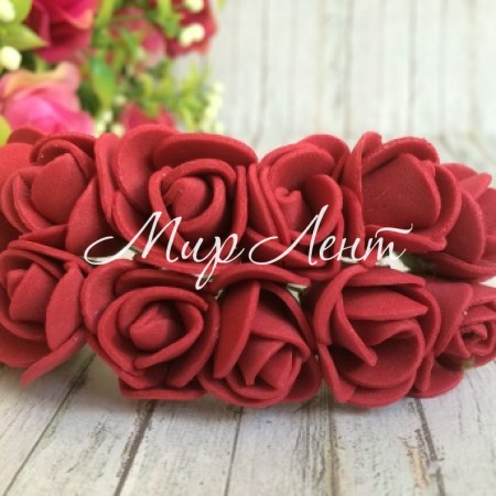 Роза 1,5-2 см, бургунди, 12 цветочков в пучке